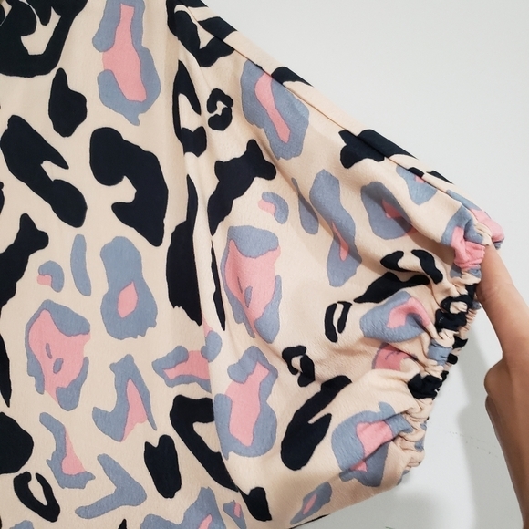 Olivaceous round neck short sleeves multicolored animal print mini tunic - Picture 3 of 10